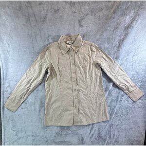 Simply Noelle shirt women small/medium tan button down top